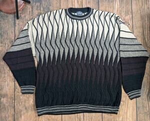 Vintage Alexander Lloyd Menswear Sweater Cosby Textured Size 2X Geometric